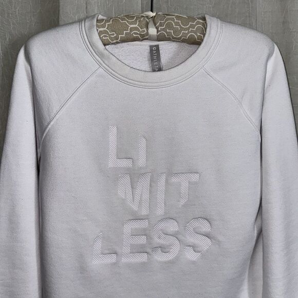 Athleta S White Limitless Printed Graphic Crewneck  Fleece Interior Pullover - Picture 4 of 14